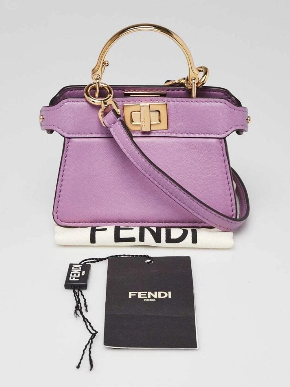 Fendi Purple Smooth Leather Nano Peekaboo Maxi Handle Bag - 7AS106 - Picture 11 of 11